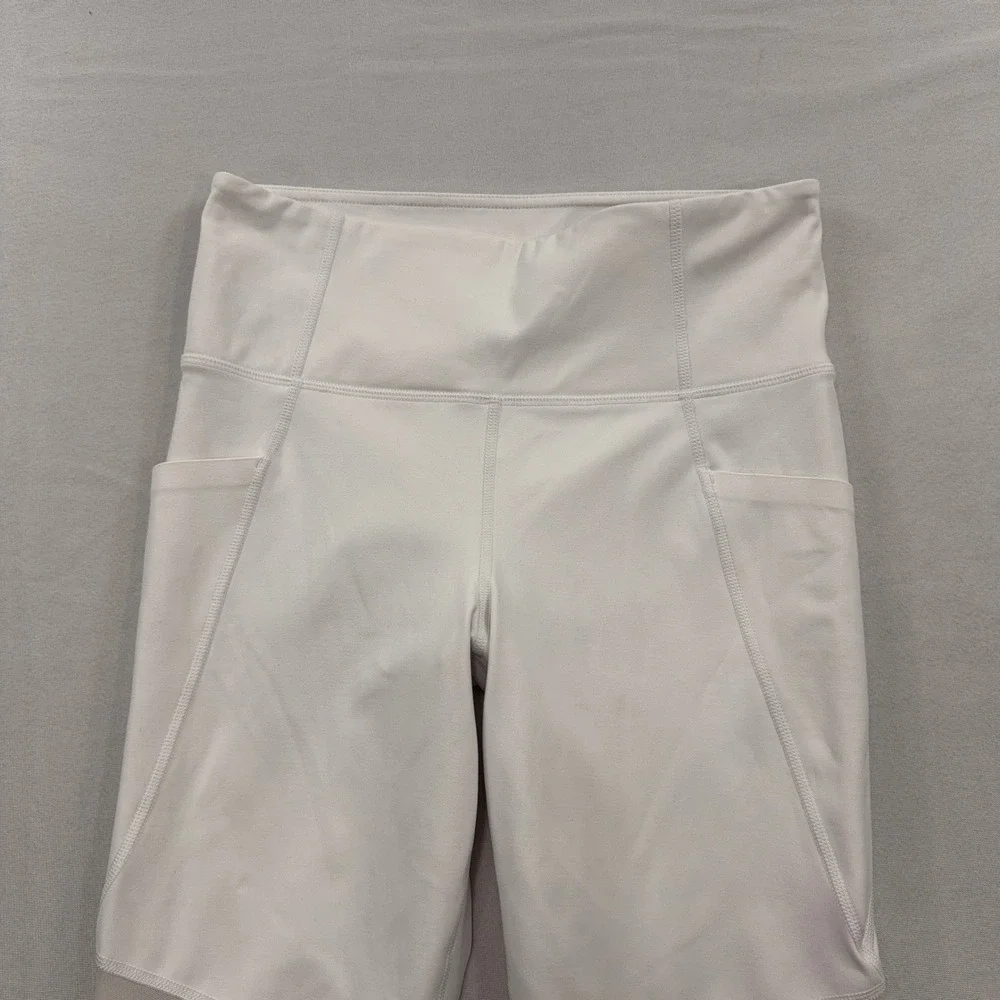 Athleta Leggings Salutation Stash Pocket Mesh Panel White Women S 281528
